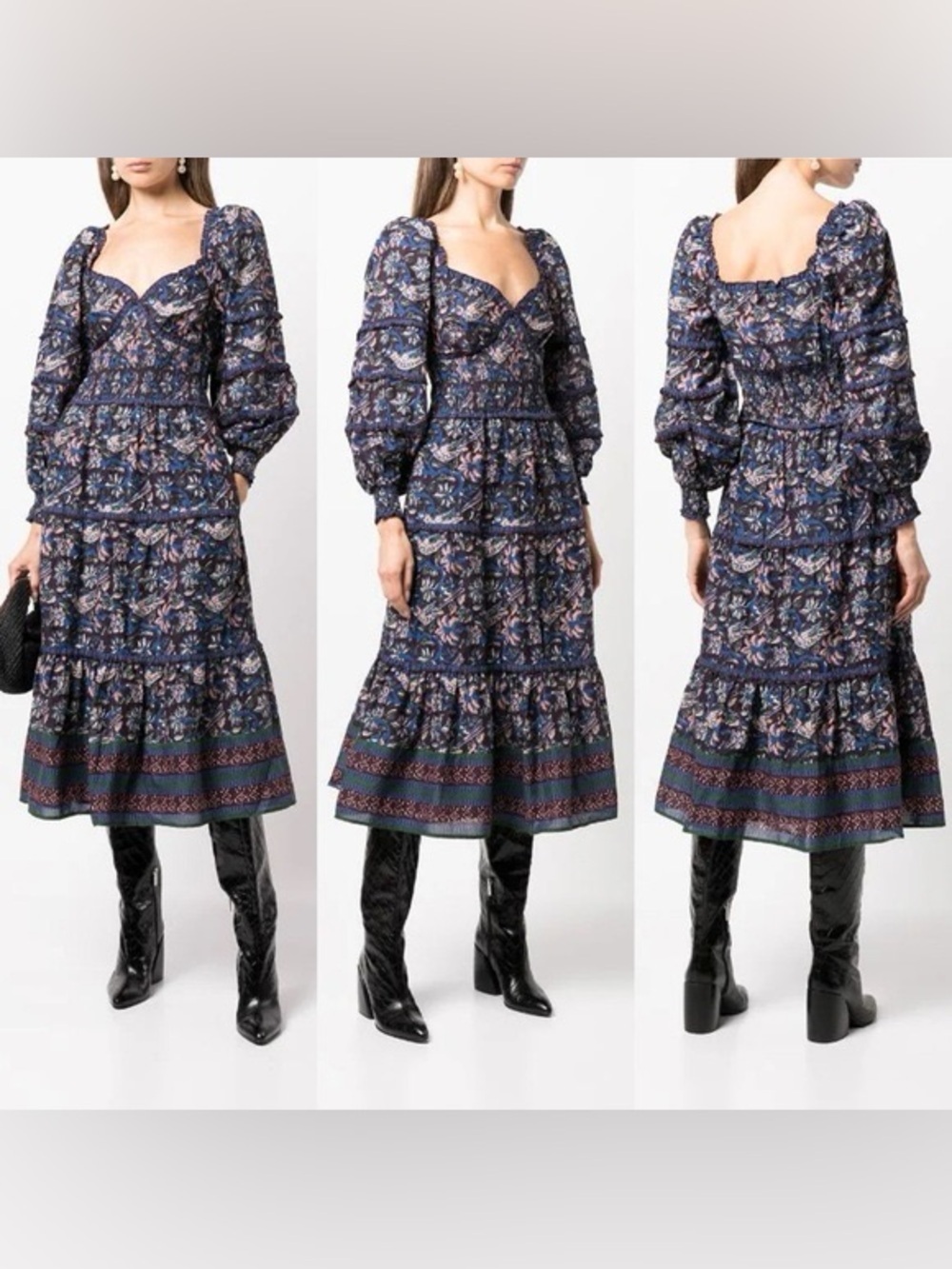 Sea New York Noah Long-Sleeve Smocked Dress